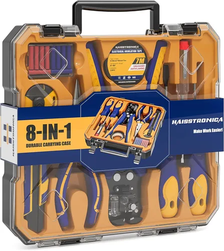 haisstronica Juego de herramientas para pelar cables 8 EN 1 autoajustable, juego de herramientas profesionales para electricistas, alicates de punta