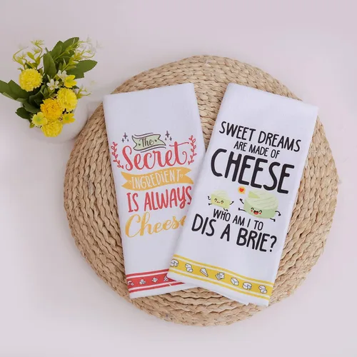 Miniatura 5 de LXOMILL Divertidas toallas de cocina de queso, cestas de queso Punny y bonitos juegos de paños decorativos para platos