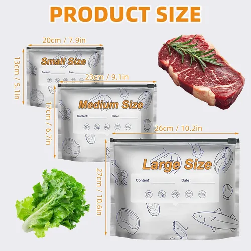 Miniatura 5 de 30 bolsas reutilizables de Mylar para almacenamiento de alimentos, bolsas de aluminio impermeables, bolsas de pie para congelador, contenedores