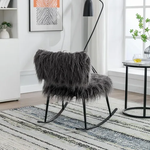 Miniatura 5 de KEVINSPACE Mecedora moderna, moderna silla ligera tapizada para cuarto de bebé, silla mecedora para guardería, cómoda silla de acento cargada