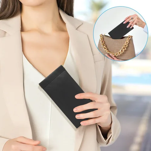 Miniatura 7 de Sightor Funda para lentes de sol, 2 piezas de fundas suaves para gafas para mujer, portátil, de cuero, con parte superior apretada