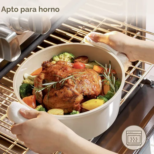 Miniatura 3 de SENSARTE Juego de utensilios de cocina antiadherentes de cerámica, no tóxicos, juego de ollas y sartenes saludables de cerámica con mango que se