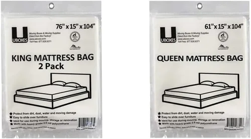 Miniatura 8 de Uboxes Fundas de poliéster para colchón tamaño King, 76 x 15 x 104 pulgadas, 2 unidades (paquete de 1), transparente