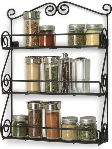 Miniatura 6 de FitWell - Estante de especias de pared con desplazamiento de 3 niveles, gabinete de especias tradicional y cocina, organizador de belleza y esmalte