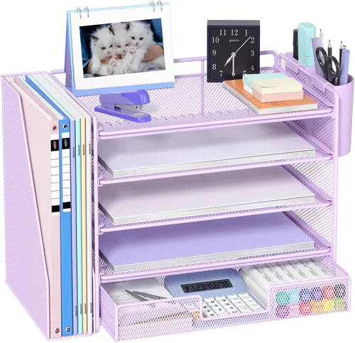 Miniatura 17 de OPNICE - Organizadores de escritorio y accesorios, para espacio de trabajo, suministros de oficina, organizador de archivos con 2 soportes para Negro