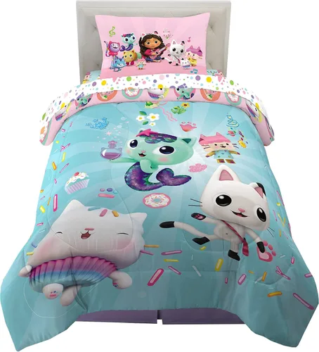 Miniatura 12 de Franco - Juego de ropa de cama coleccionable Nintendo Donkey Kong, 5 piezas, edredón reversible supersuave y juego de sábanas con funda, tamaño Rojo
