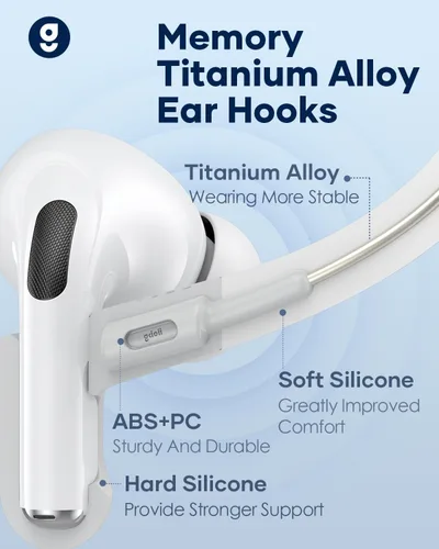 Miniatura 2 de Gcioii Ganchos para orejas de aleación de titanio con memoria para AirPods Pro 3, AirPods Pro 2, AirPods Pro y AirPods 3, accesorios deportivos
