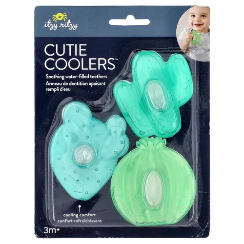 Itzy Ritzy Mordedores rellenos de agua, enfriadores fríos con textura en ambos lados para masajear encías doloridas y dientes emergentes, se pueden