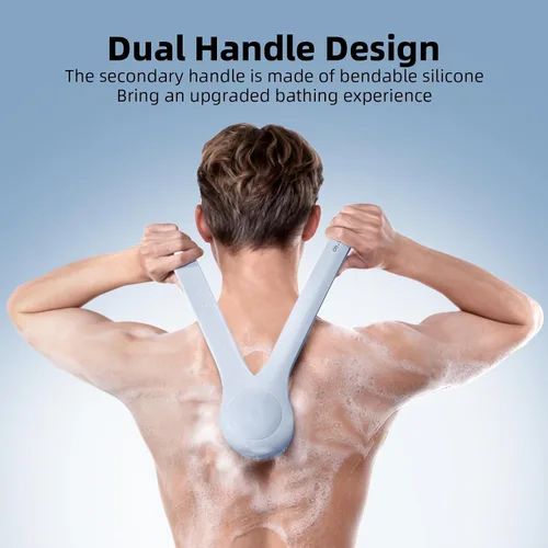 Miniatura 3 de Cepillo corporal eléctrico para la espalda, con esponja para la ducha, impermeable, mango largo doble, cepillo corporal con alimentación eléctrica