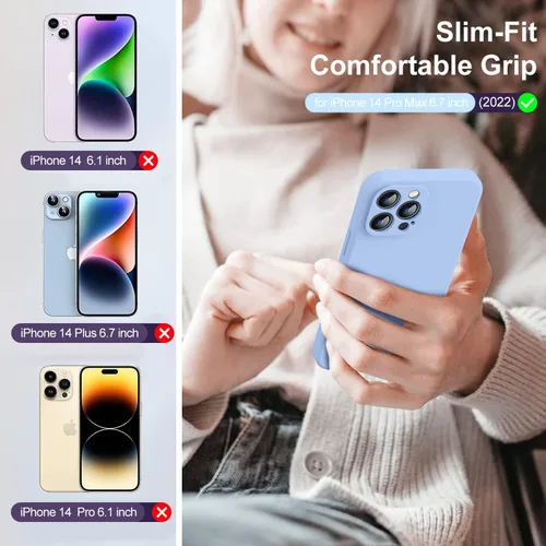 Miniatura 2 de Funda compatible con iPhone 14 Pro Max, con 2 protectores de pantalla de vidrio templado 9H, [protección de cámara] [forro de microfibra] Funda