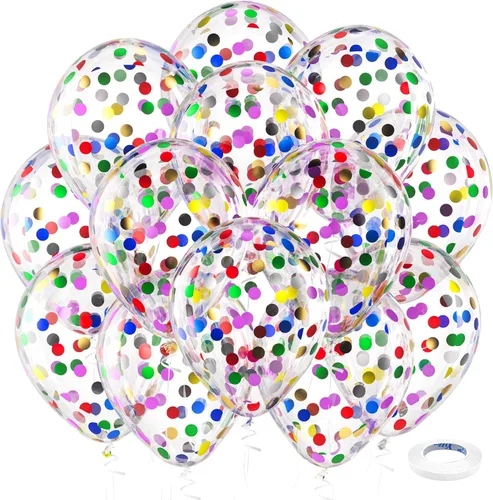 Miniatura 127 de Bezente - Globos de 12 pulgadas de látex con confeti para bodas, graduaciones, despedidas de soltera y cumpleaños, aptos para helio, dorado, 60