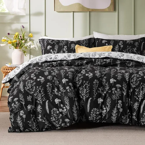 Miniatura 21 de Bedsure - Juego de edredón tamaño King, juego de ropa de cama verde salvia, 3 piezas de ropa de cama floral bonita, 1 edredón reversible suave