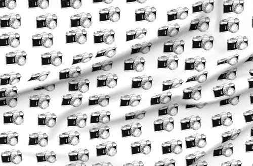 Miniatura 4 de Spoonflower Fabric - Old School Black White Camera Hipster Decor Photography Abstract Retro Printed on Satin Fabric Fat Quarter - Sewing Lining