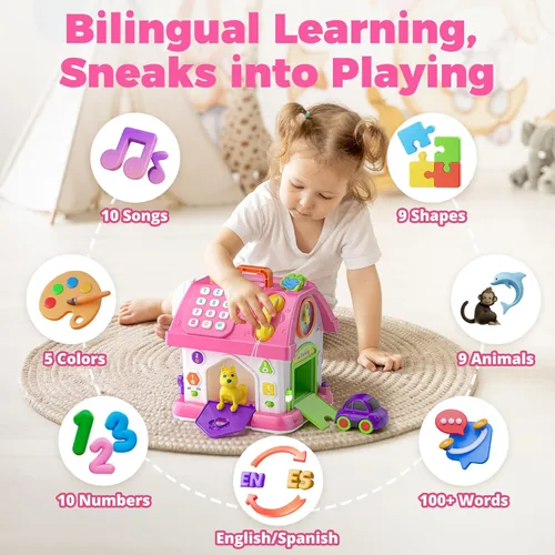 Miniatura 3 de Talkfun - Juguete Montessori para niñas de 1 año, regalos, juguete educativo musical bilingüe para niños pequeños de 1 a 2 años, 12 a 18 meses