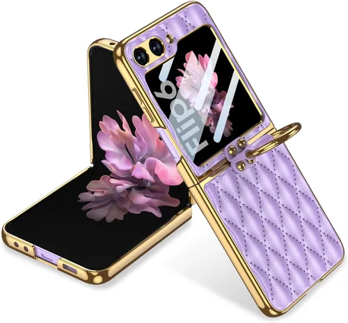 Miniatura 17 de SHIEID Z Flip 5 - Funda para Samsung Galaxy Z Flip 5 con anillo para teléfono, forro de esponja y diseño en forma de diamante para Samsung Galaxy Z