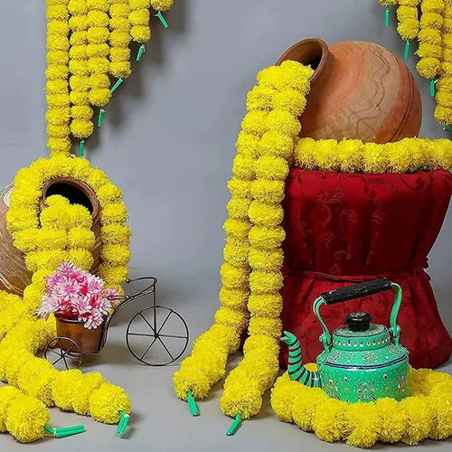 Miniatura 3 de Pretty Charming Flores artificiales de caléndula para decoración guirnaldas largas de caléndula para Toran Indian genda phool para bodas