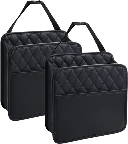 Miniatura 8 de LXUNYI Organizador de asiento de automóvil, paquete de 2 organizadores de asiento trasero de automóvil impermeables de cuero PU y bolsa