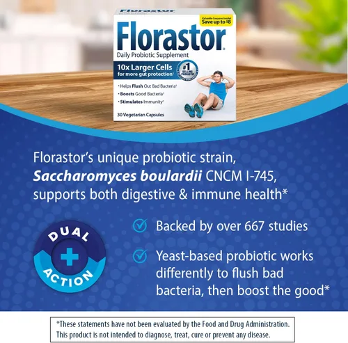 Miniatura 6 de Florastor Paquete de probióticos para la salud digestiva e inmunológica con 54 y 30 cápsulas, probióticos para mujeres y hombres, ayuda a eliminar