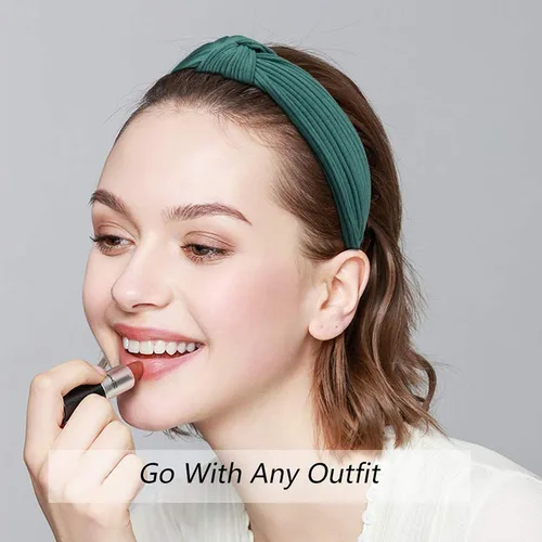Miniatura 7 de Ondder Diademas anudadas para mujer, paquete de 10 diademas de moda con nudo superior, diadema surtida para mujer, turbante para el cabello fino