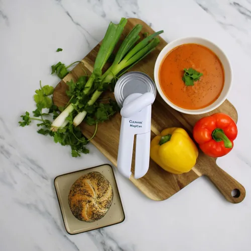 Miniatura 7 de Culinare MagiCan, abrelatas manual con liberación de tapa, accesorios de cocina para abridor de tapas resistentes, manual para el abrelatas de Blanco