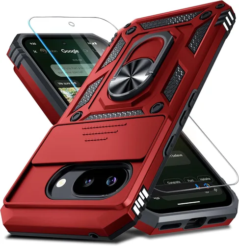 Miniatura 25 de Janmitta - Funda compatible con Google Pixel 9 Pro XL con cubierta deslizante para lente de cámara incorporada + protector de pantalla + soporte
