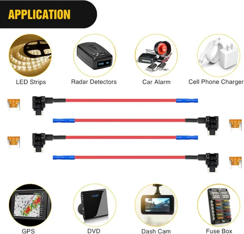 Miniatura 8 de Nilight - 50038R - Juego de 10 adaptadores de fusible de circuito adicional de 12 V para automóvil con 5 amperios de perfil bajo mini fusibles de 10