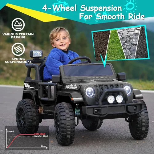 Miniatura 5 de Joywhale - camión para niños de 12V, con batería, vehículo motorizado eléctrico para niños, con control remoto, suspensión de 4 ruedas, luces LED