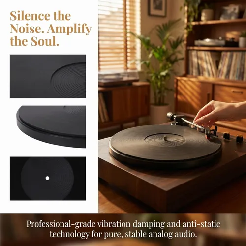 Miniatura 5 de Alfombrilla acrílica para tocadiscos Slipmat para discos: Alfombrillas deslizantes de vinilo para plato de 12 pulgadas, accesorios para tocadiscos