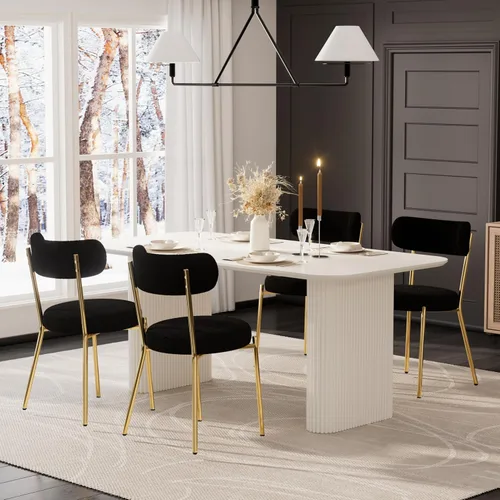 Miniatura 21 de RGZ Juego de mesa de comedor oval moderna de 71", juego de mesa y sillas de 7 piezas para 6, juego de mesa de cocina de mármol sintético y 6 sillas