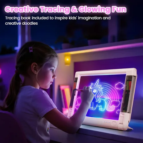 Miniatura 4 de Tablero de dibujo LED recargable, 15 pulgadas, 9 modos de luz de color, almohadilla de escritura con luz de neón para niños, juguete de regalo