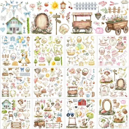 Miniatura 13 de BBTO 12 hojas de transferencia de Navidad para manualidades y muebles, calcomanías de transferencia de Navidad, calcomanías de invierno para madera