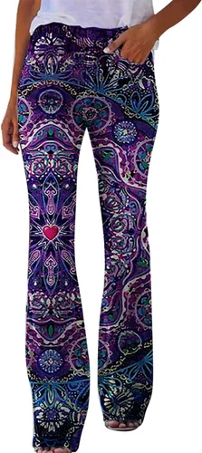 YMAMIYO Jeans de mezclilla de imitación con estampado de flores para mujer, corte de bota, patrón de bandera desgastada, para verano, casual, micro