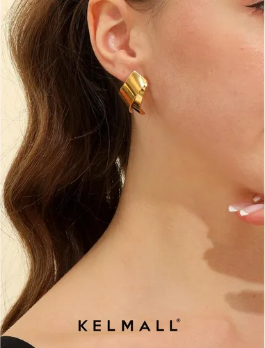 Miniatura 43 de KELMALL Aretes tipo argolla de oro de 14 quilates para mujer, hipoalergénicos, gruesos, redondos, no se deslustra, para orejas sensibles