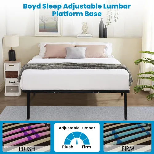 Miniatura 4 de Boyd Sleep Base de cama de plataforma de metal de 14 pulgadas de alto con soporte de listones de madera, zona lumbar ajustable de firme a felpa,