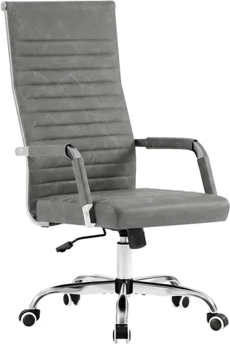 Miniatura 12 de Furmax Silla de oficina acanalada, respaldo alto, silla ejecutiva de conferencias ejecutiva, silla giratoria ajustable con brazos