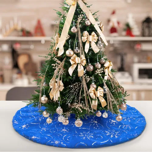 Miniatura 30 de Falda de árbol de Navidad de felpa negra de 24 pulgadas, pequeña, de piel sintética gruesa, lujosa decoración navideña para Año Nuevo, decoración