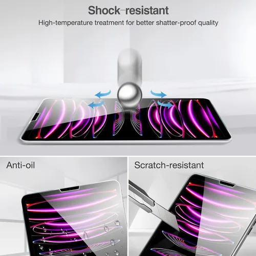 Miniatura 6 de ProCase Protector de pantalla de vidrio templado para iPad Pro 12.9, 6, 5, 4, 3ª generación 2022, 2021, 2020, 2018, protector de película de vidrio