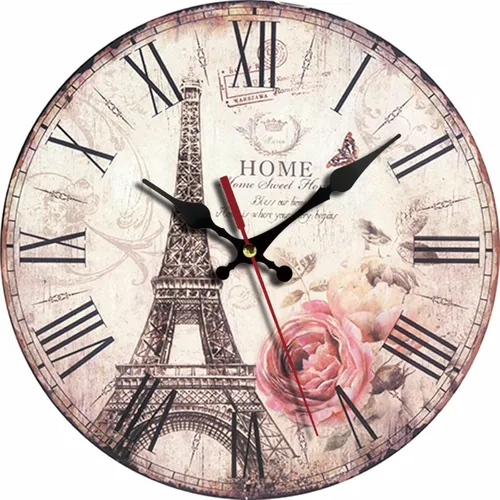 Miniatura 24 de Reloj de pared redondo de madera de 12 pulgadas, silencioso, sin tictac, de cuarzo, funciona con pilas, para oficina, cocina, dormitorio, aula