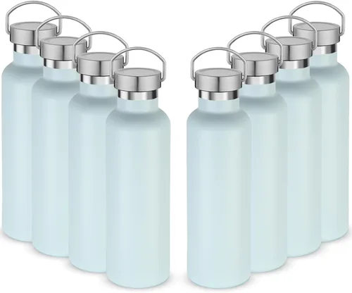 Miniatura 17 de Volhoply 24 onzas Botella de agua aislada con boca estándar con tapa de combinación de plástico y acero inoxidable, botellas de agua de 304 18/8