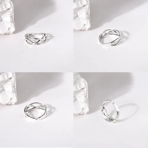 Miniatura 31 de CANDYFANCY Anillo de nudo celta de plata de ley 925 abierto para el dedo medio nudillo para mujer, tamaño ajustable 4-7