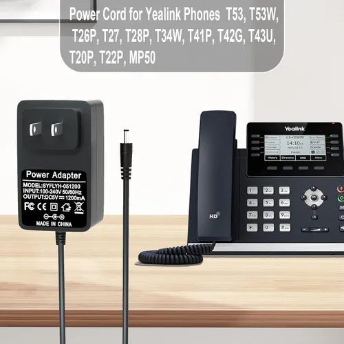 Miniatura 5 de Adaptador de corriente de 5V 1.2A para teléfonos Yealink compatible con T53, T53W, T26P, T27, T28P, T34W, T41P, T42G, T43U, T20P, T22P, MP50