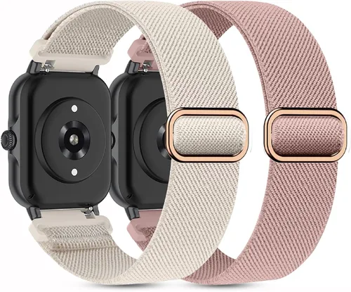 Miniatura 16 de Paquete de 2 correas elásticas de nailon compatibles con Amazfit Active 2/Active 3 Premium/Active, correas deportivas de repuesto suaves de 0.787