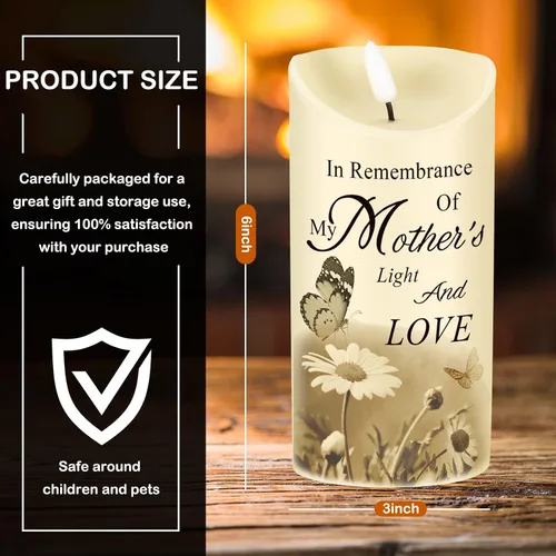 Miniatura 4 de Gerrii Regalos de condolencias por la pérdida de la madre, velas LED sin llama, de 3 x 6 pulgadas, velas conmemorativas en recuerdo de mi madre