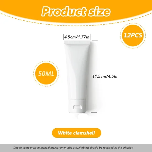 Miniatura 2 de 12 tubos de plástico vacíos recargables, recipientes de cosméticos blancos, botellas de plástico suaves para paquete, limpiador facial, crema