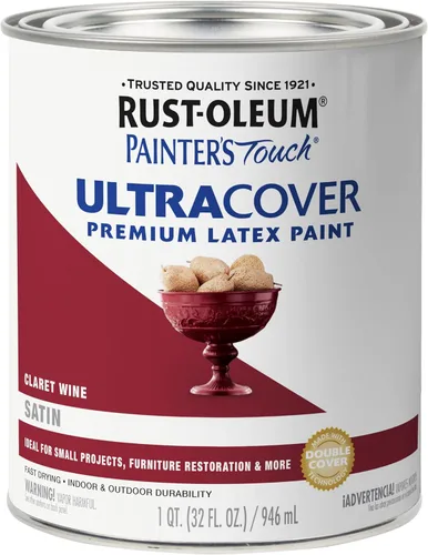 Miniatura 57 de Rust-Oleum Brush On Paint 224430T Painter's Touch - Pintura de látex, cuarto de galón, imprimación blanca plana acrílica, 32 onzas líquidas