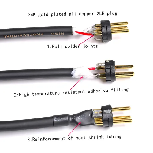 Miniatura 7 de Cable XLR de 1/4 de pulgada a 3 pines, cable equilibrado de micrófono TRS macho a XLR macho de 0.250 in (1 pie)