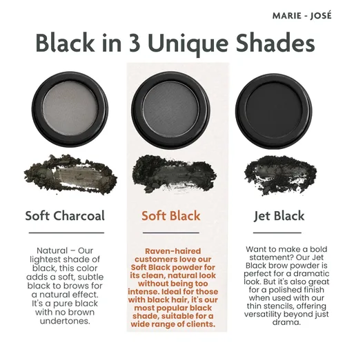 Miniatura 8 de Polvo de cejas en 9 DIFERENTES COLORE, Vegano y libre de crueldad, COLORACIÓN DE CEJAS SALUDABLE., Negro suave 8 - Negro suave
