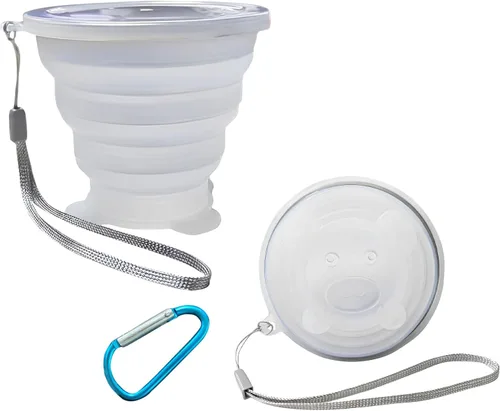 Miniatura 9 de Taza plegable – Pequeño vaso plegable de silicona – Taza plegable extensible – Taza portátil reutilizable para viajes, camping, senderismo, Púrpura