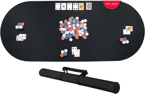 Miniatura 14 de Alfombrilla para Juego de Mesa 42 x 66 Pulgadas, Alfombrilla Mahjong para Mesa con Bolsa de Transporte, Alfombrilla de Neopreno Antideslizante, Azul
