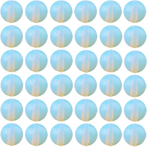 Cuentas de piedra, 100 cuentas redondas de ópalo de 0.315 pulgadas, tamaño de agujero de 0.039 pulgadas (0.039 in), cuentas lisas para bricolaje